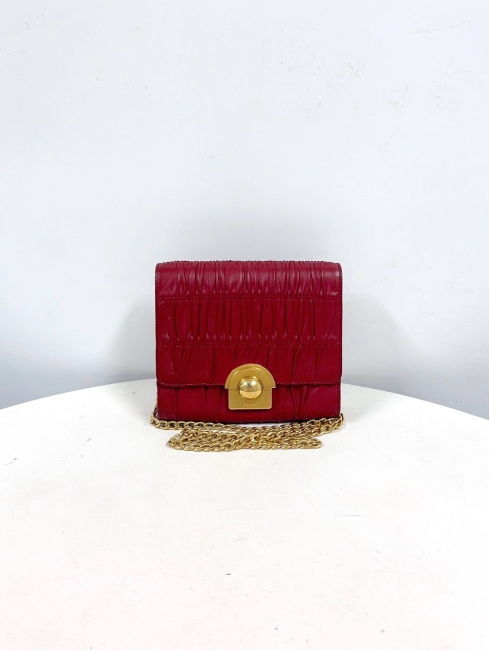 Prada Red Quilted Crossbody with Gold-Tone Hardware